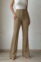 Polished Linen Flared Tailored Pants
