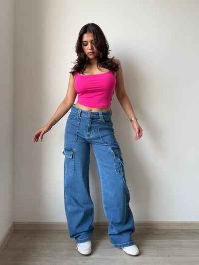 Boyfriend Cargo Wide Leg Denims