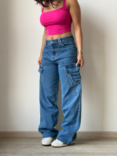 Boyfriend Cargo Wide Leg Denims