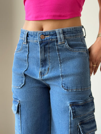 Boyfriend Cargo Wide Leg Denims