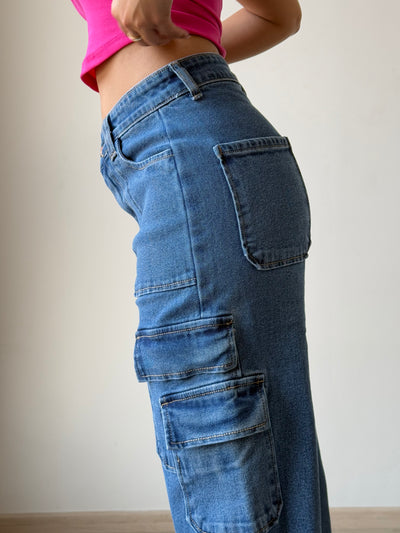 Boyfriend Cargo Wide Leg Denims