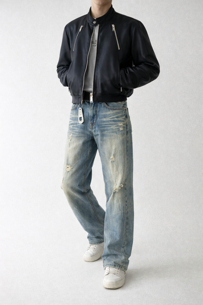 Not So Clean Blue Wash Baggy Jeans