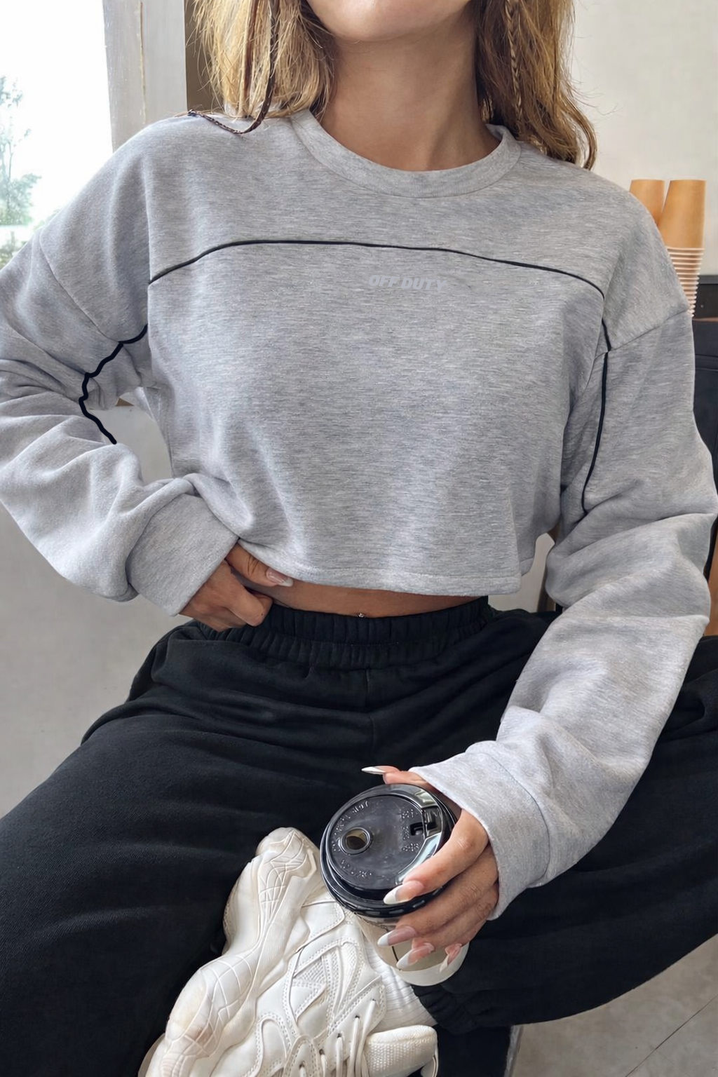 Cloud Contrast Full Sleeve Top