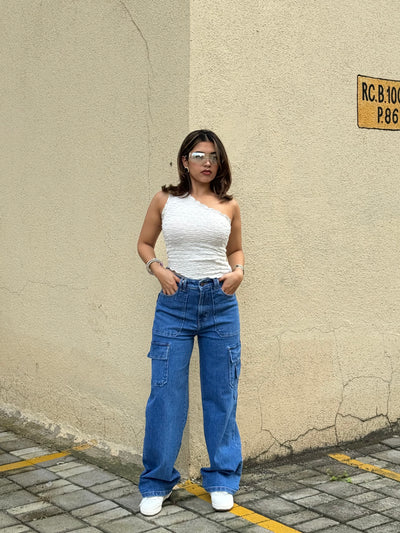 Boyfriend Cargo Wide Leg Denims