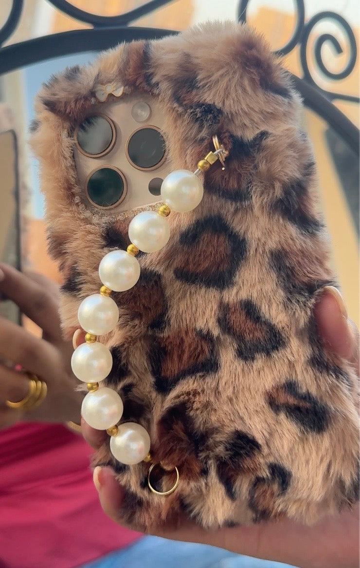 Soft Furry With Pearl Bracelet Iphone Cover