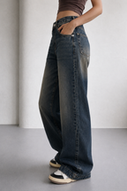 Antique Blue Baggy Wide Leg Jeans