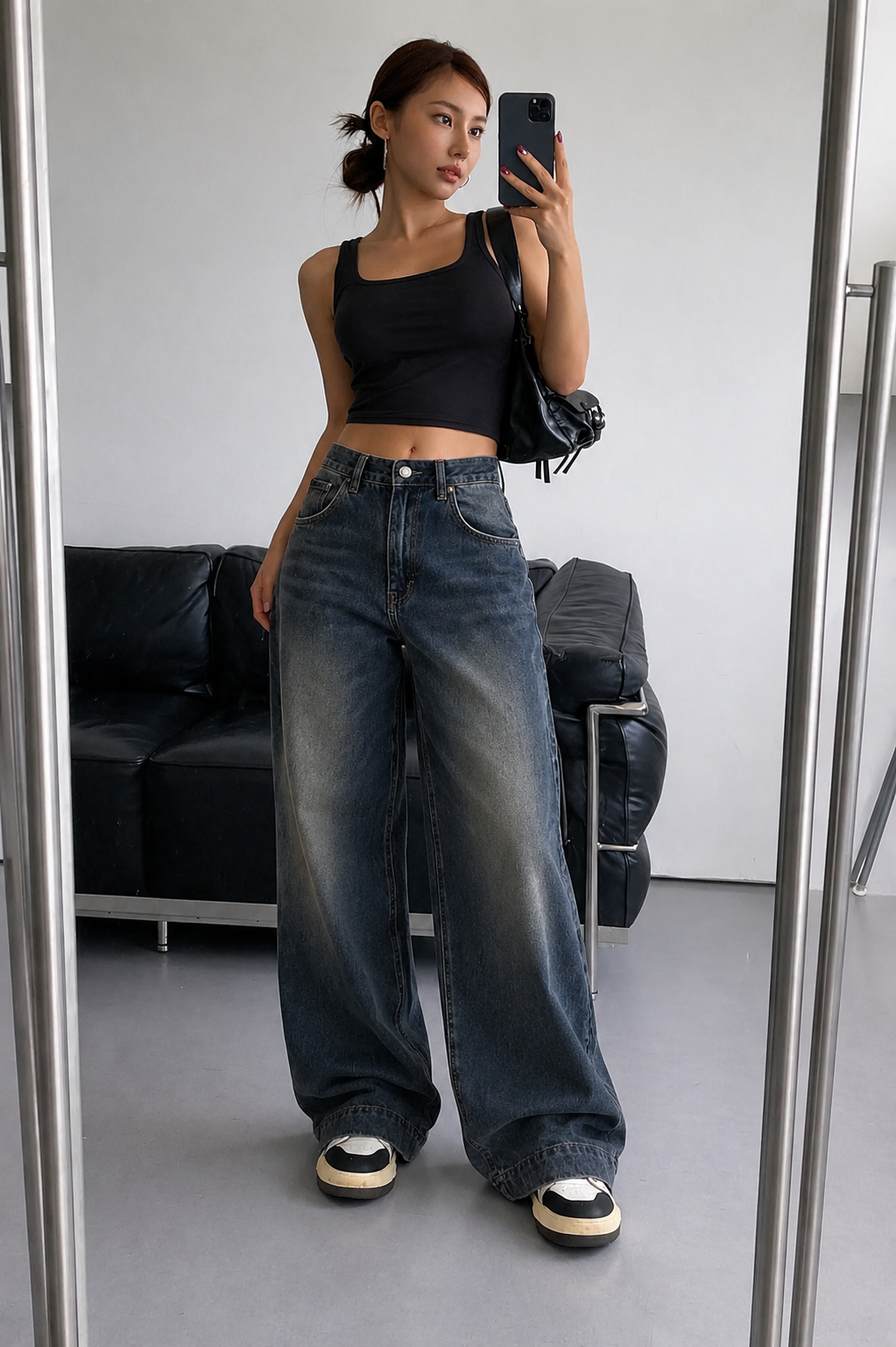 Antique Blue Baggy Wide Leg Jeans