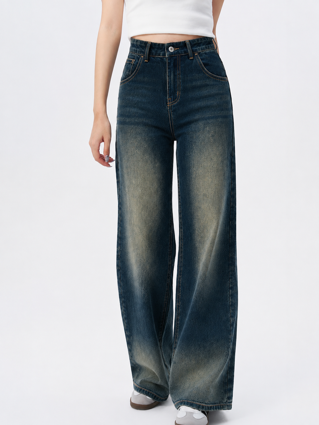 Sun-Burst Blue Wide Leg Jeans