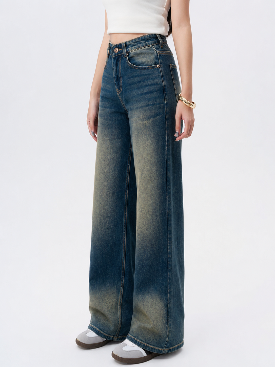 Sun-Burst Blue Wide Leg Jeans
