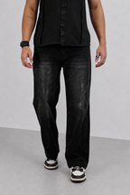 Black Flame Loose Straight Fit Jeans