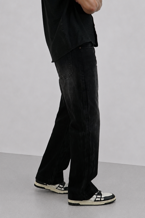 Black Flame Loose Straight Fit Jeans