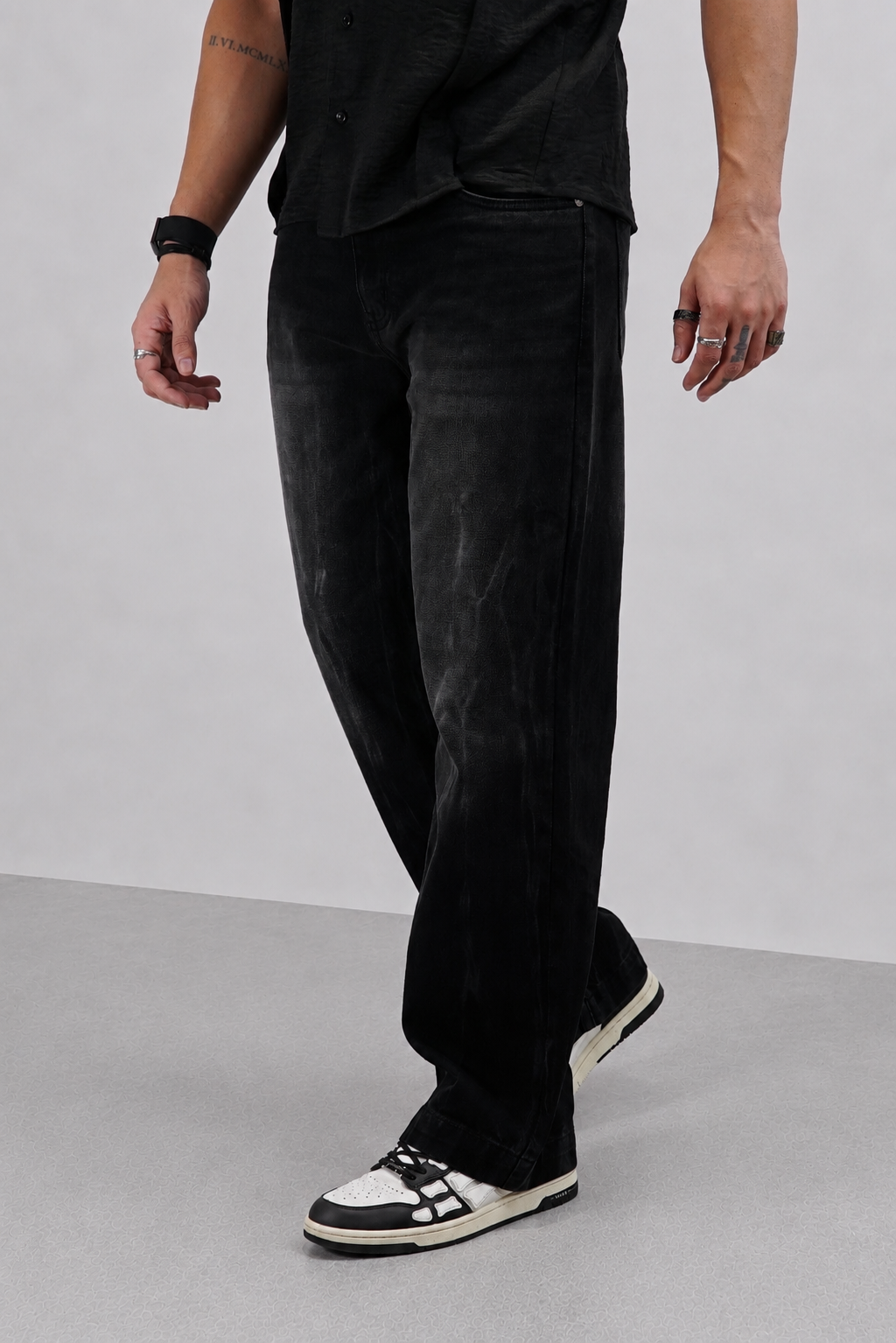 Black Flame Loose Straight Fit Jeans