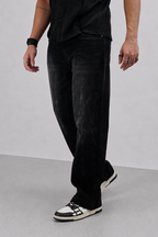Black Flame Loose Straight Fit Jeans