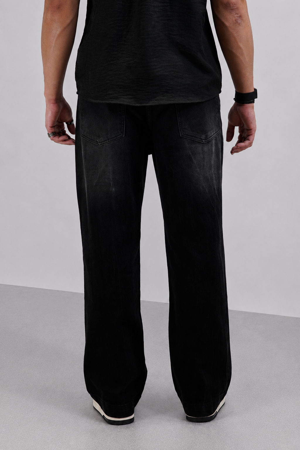 Black Flame Loose Straight Fit Jeans