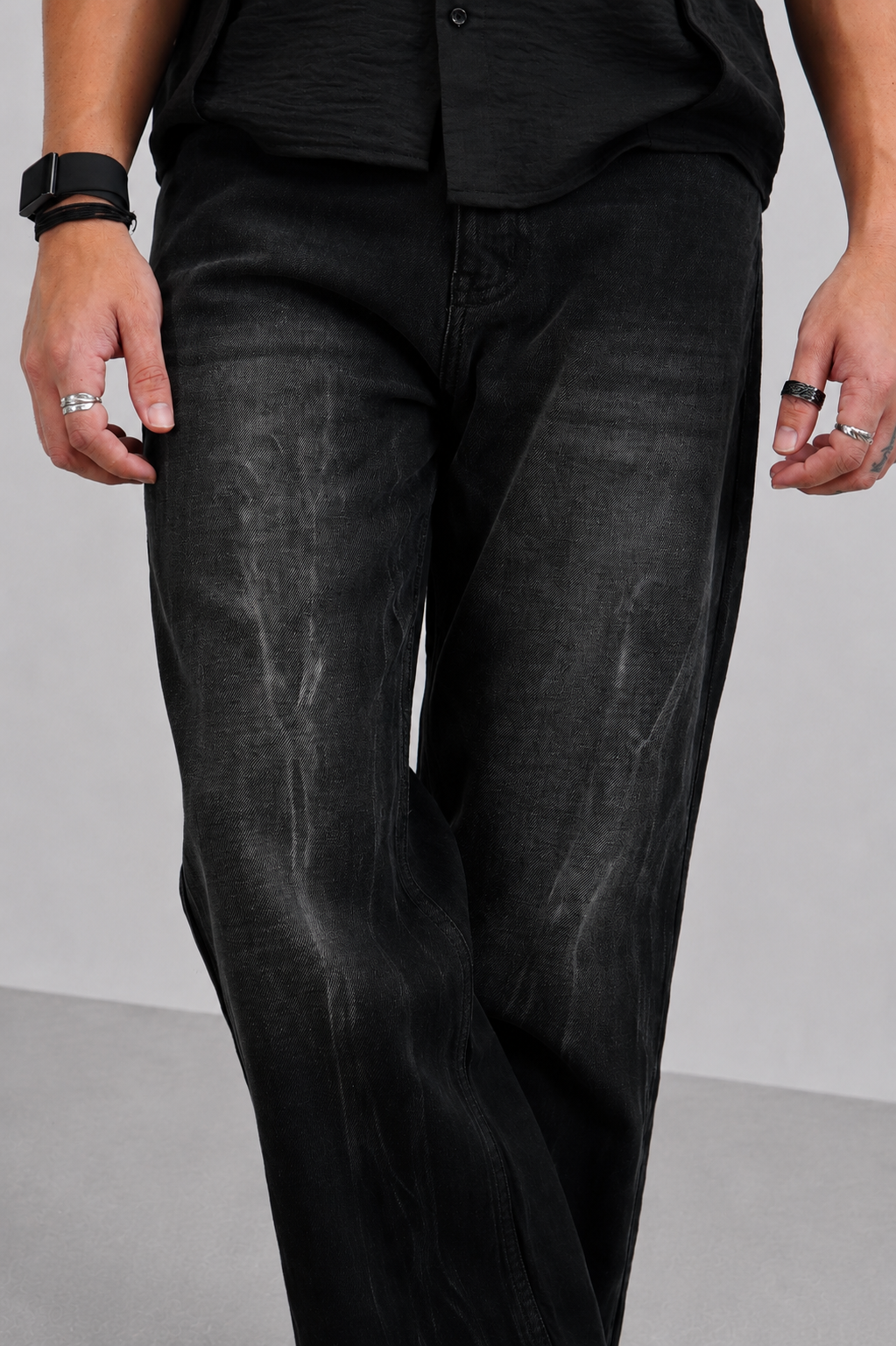 Black Flame Loose Straight Fit Jeans