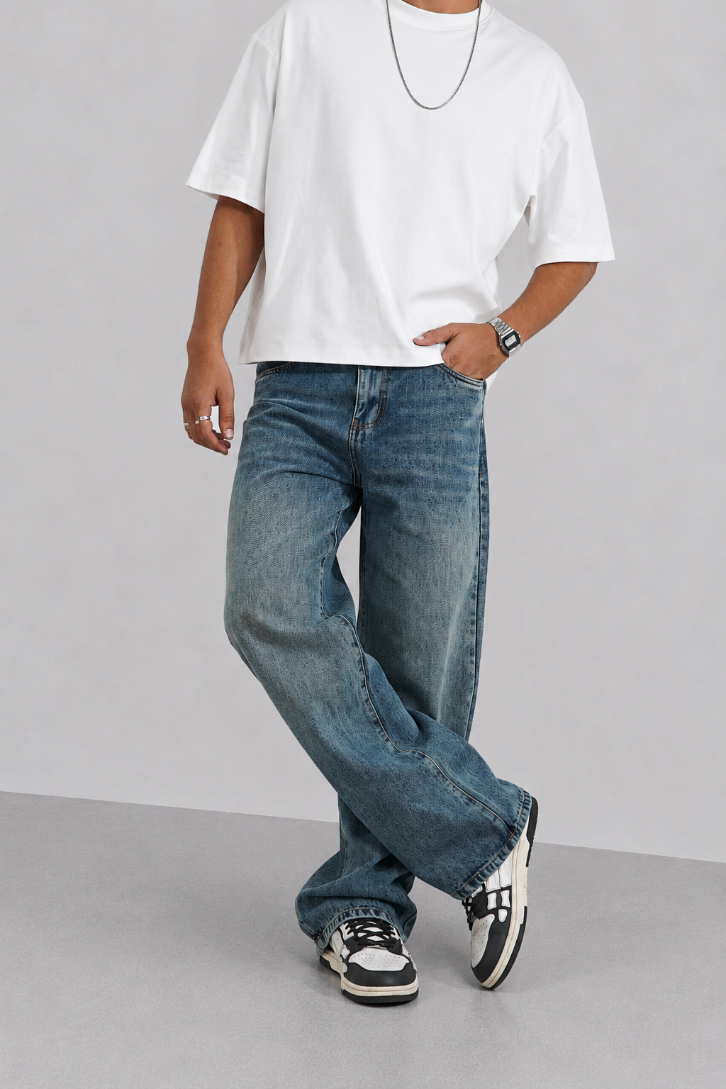 Blue Grain Theory Loose Straight Fit Jeans