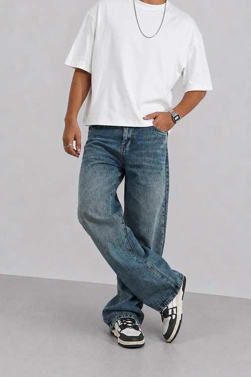 Blue Grain Theory Loose Straight Fit Jeans