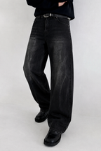 Black Flame Loose Straight Fit Jeans