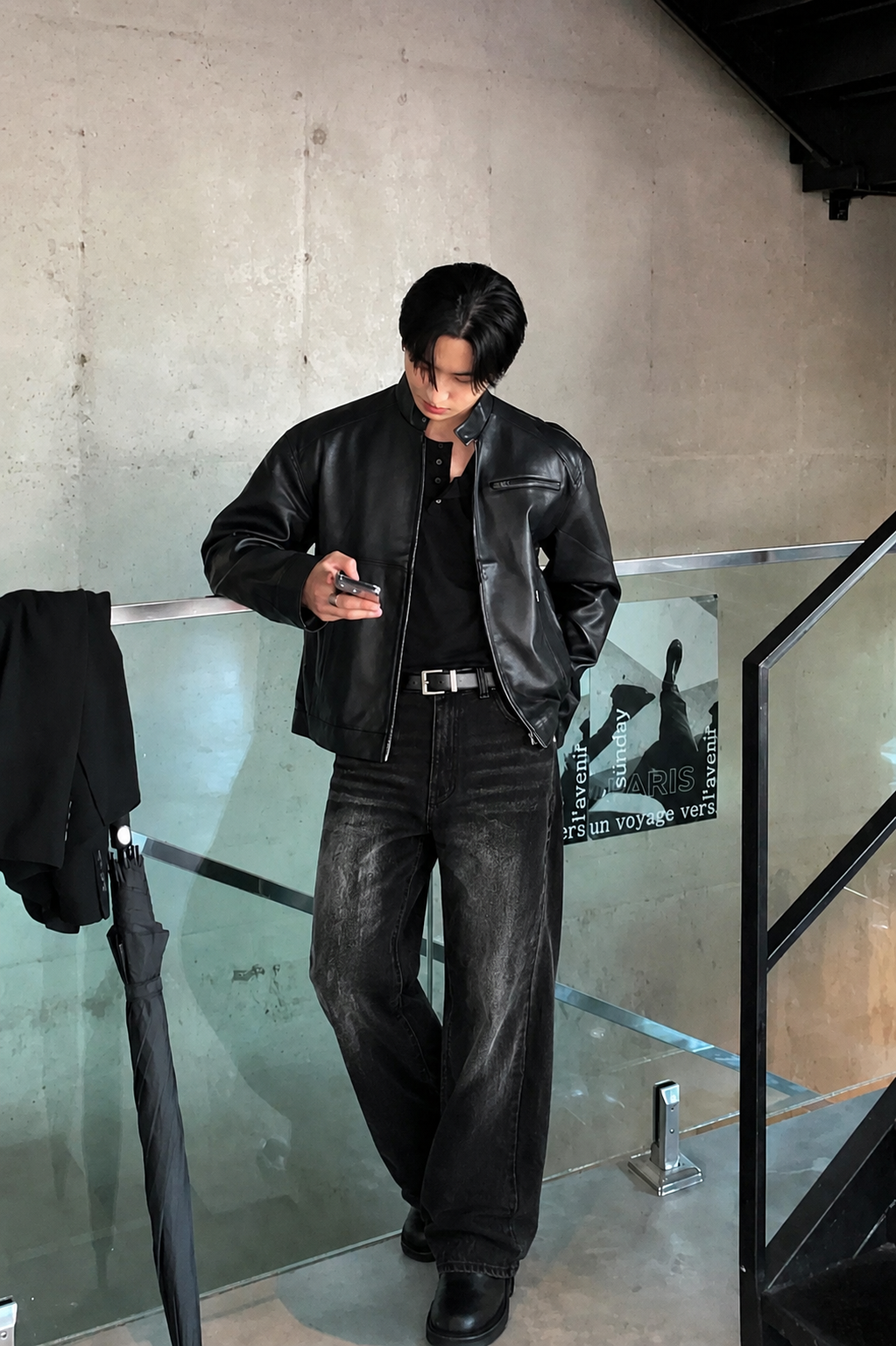 Black Flame Loose Straight Fit Jeans