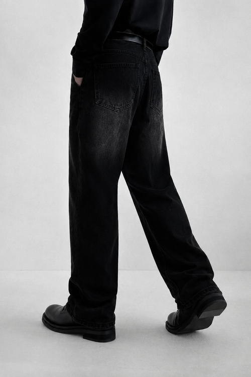 Black Flame Loose Straight Fit Jeans