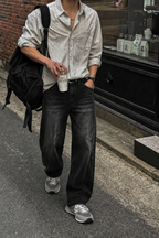 Black Flame Loose Straight Fit Jeans