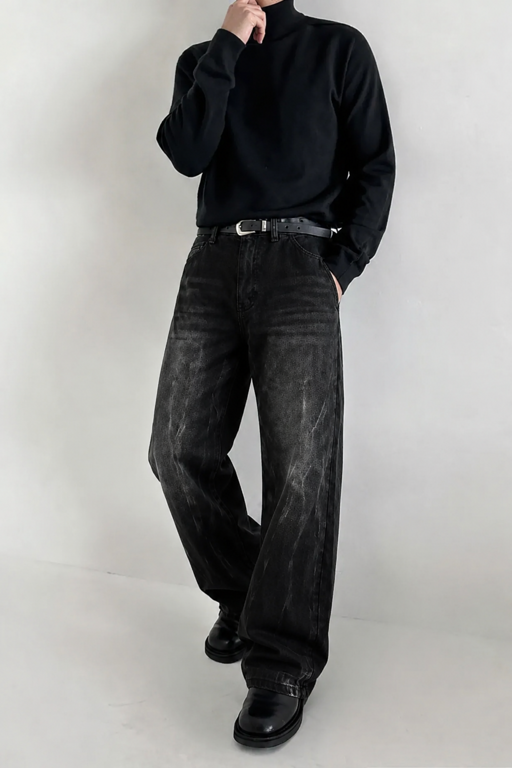 Black Flame Loose Straight Fit Jeans