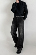 Black Flame Loose Straight Fit Jeans