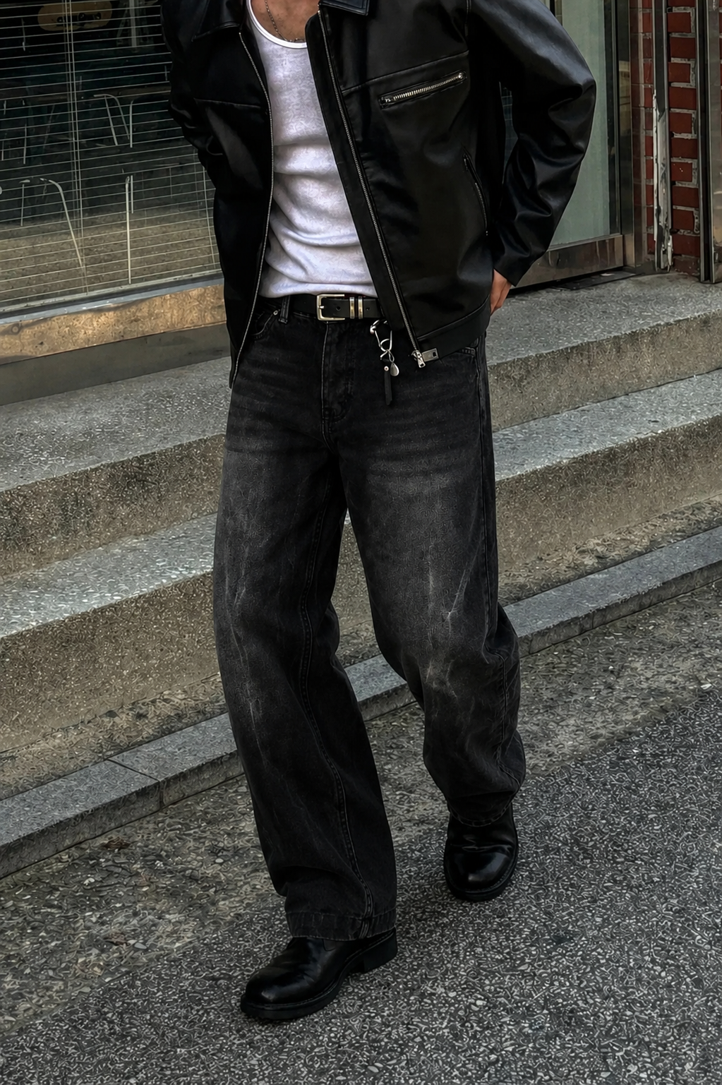 Black Flame Loose Straight Fit Jeans