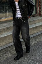 Black Flame Loose Straight Fit Jeans
