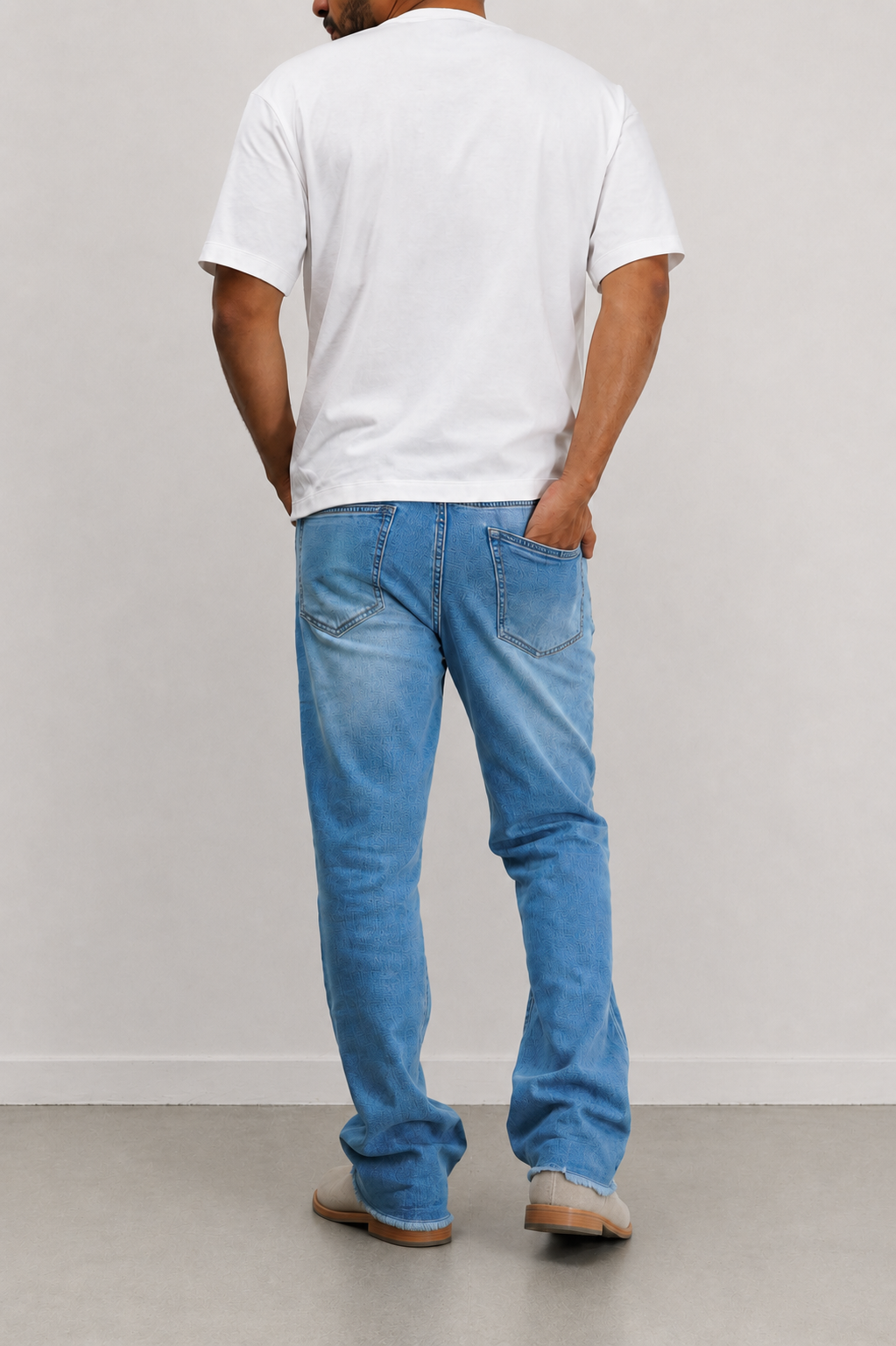 Blue Raw Cut Slim Bootcut Jeans