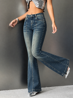 Low Waist Vintage Wash Bootcut Jeans