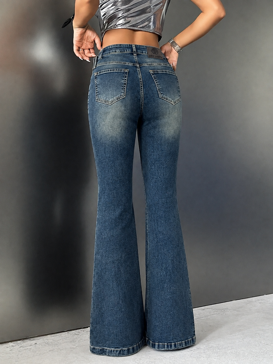 Low Waist Vintage Wash Bootcut Jeans