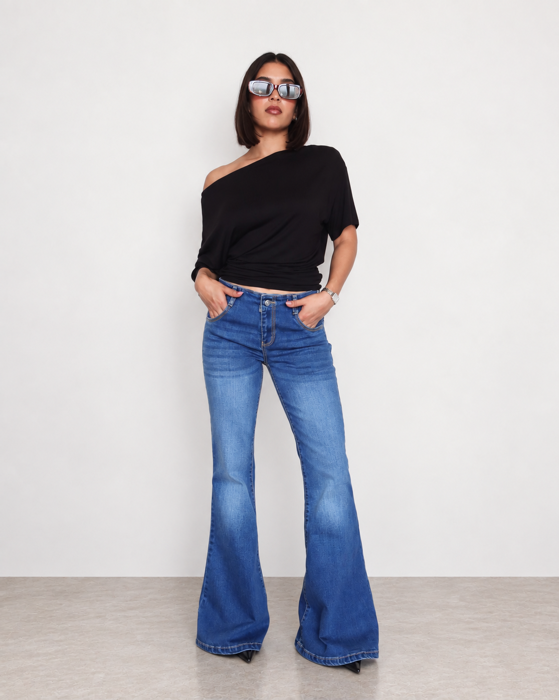 Blue Aura Low Waist Flare Jeans