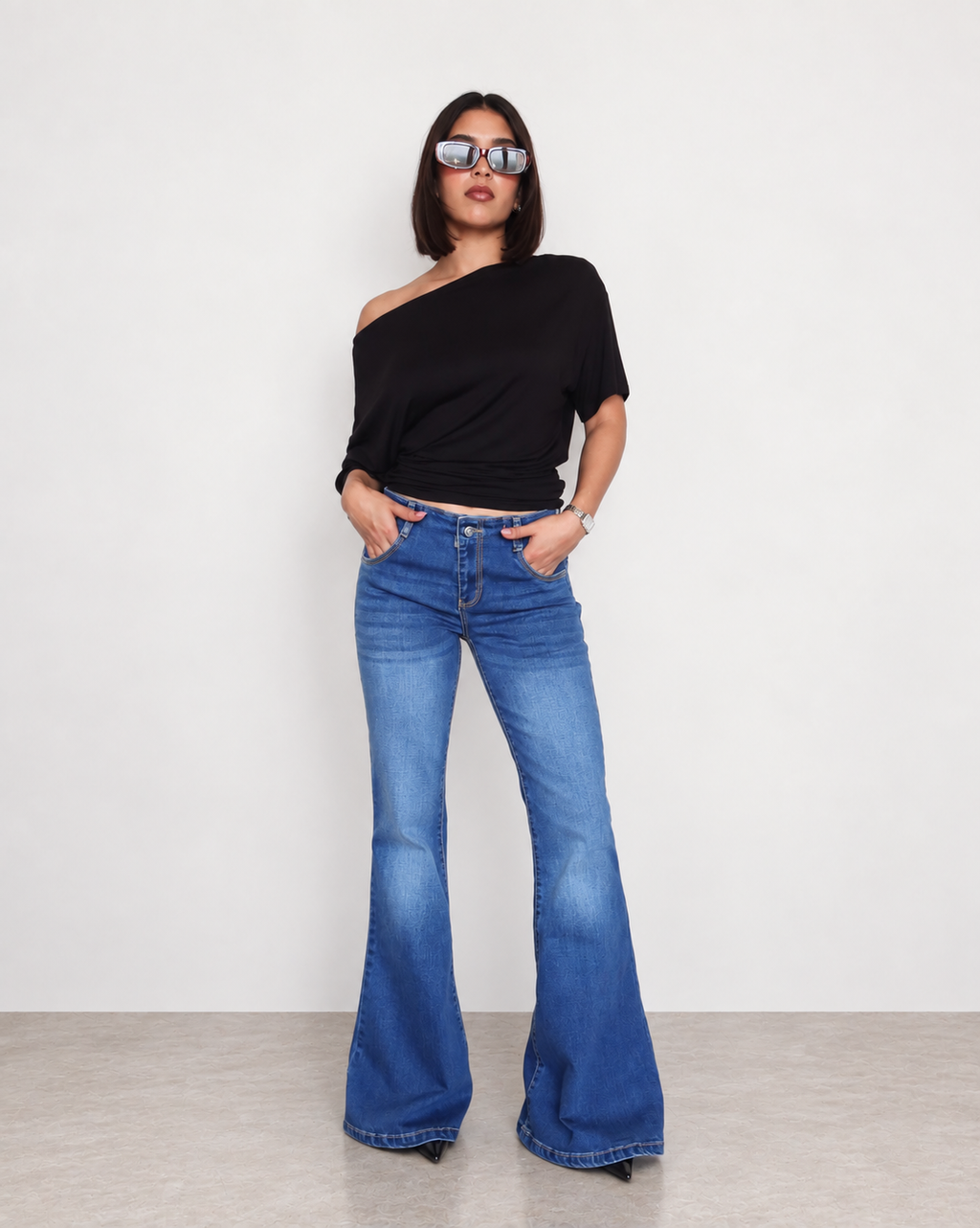 Blue Aura Low Waist Flare Jeans