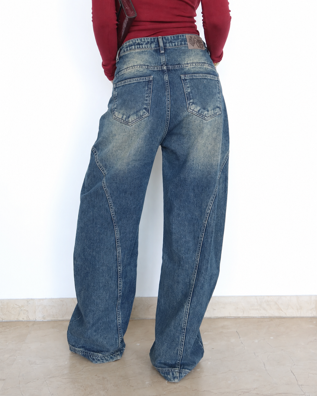Smokey Blue High Rise Oversize Barrel Jeans