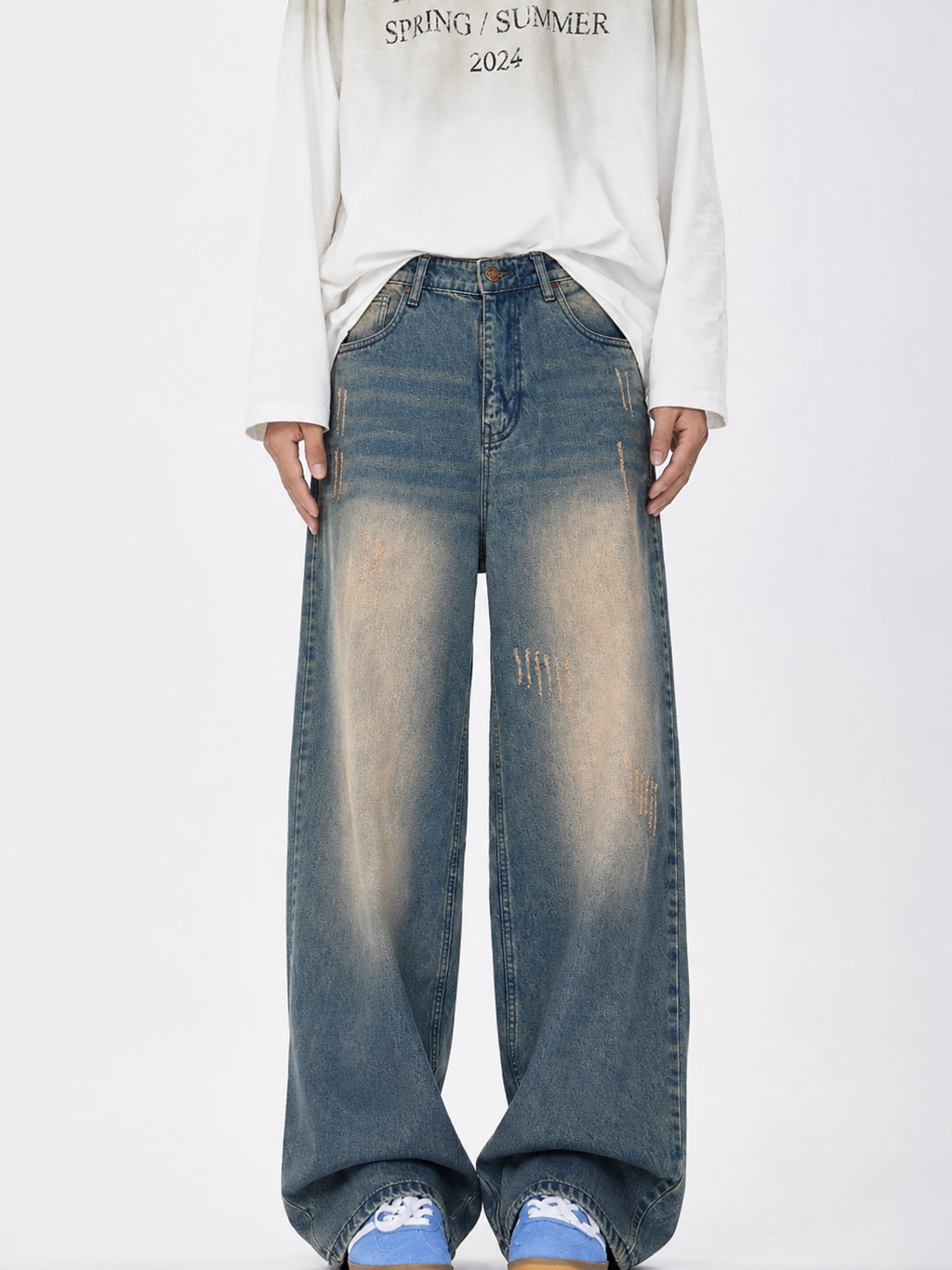 Teal Bronze Baggy Wide Leg Jeans