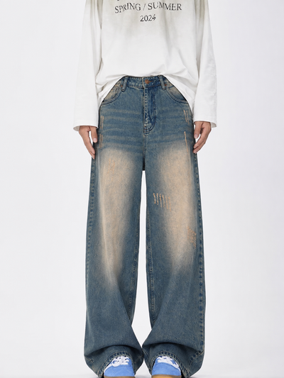 Teal Bronze Baggy Wide Leg Jeans
