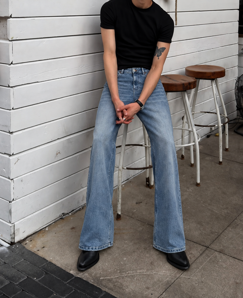 Blue Discipline Fade Flare Bootcut Jeans