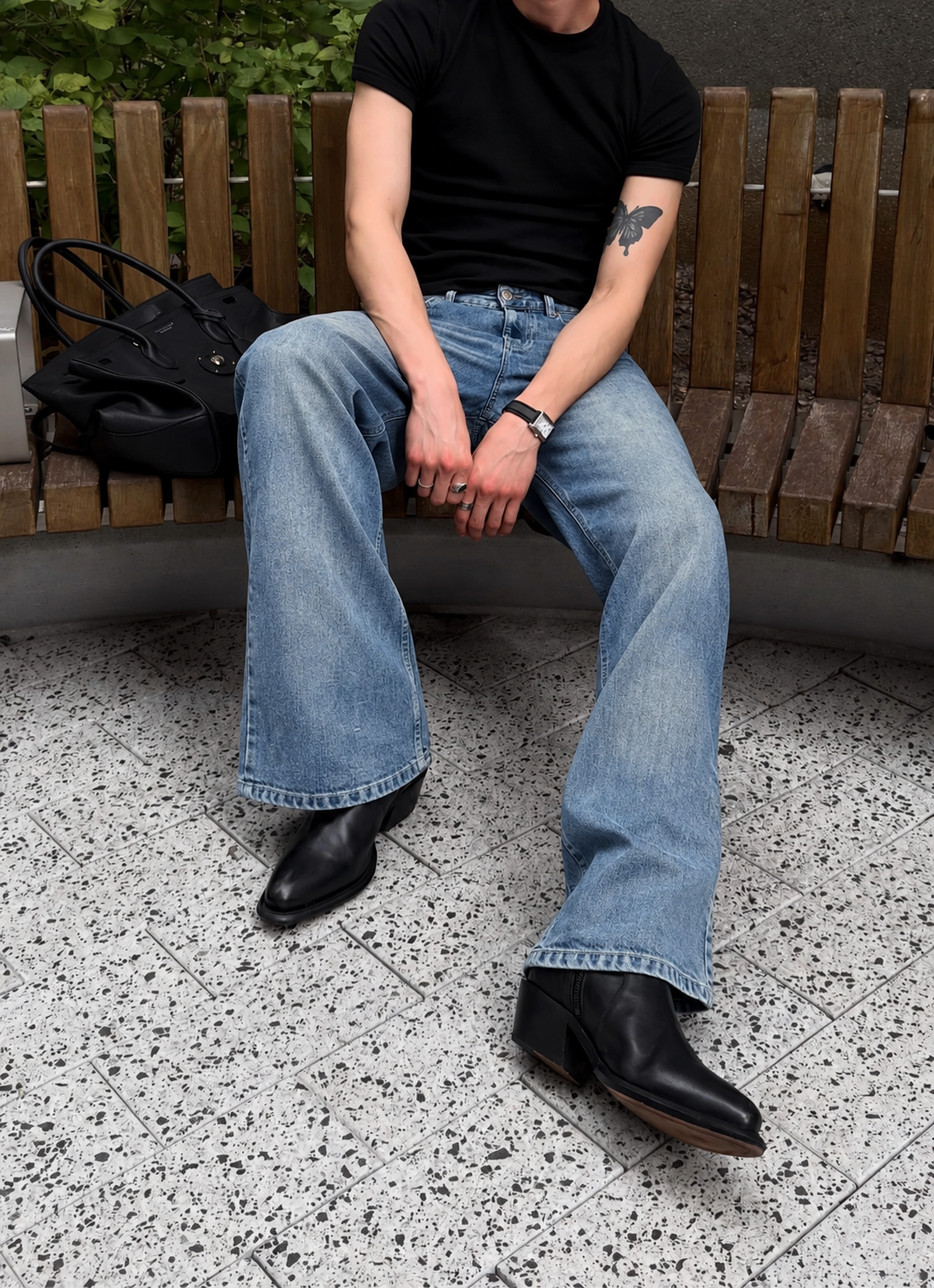 Blue Discipline Fade Flare Bootcut Jeans