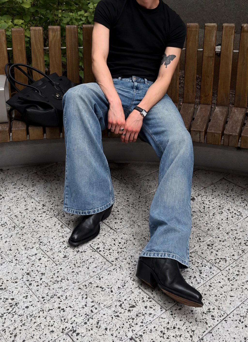 Blue Discipline Fade Flare Bootcut Jeans