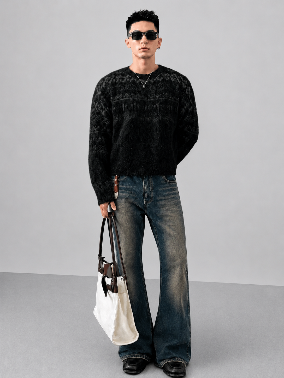 Blue Washed Burn Bootcut Jeans
