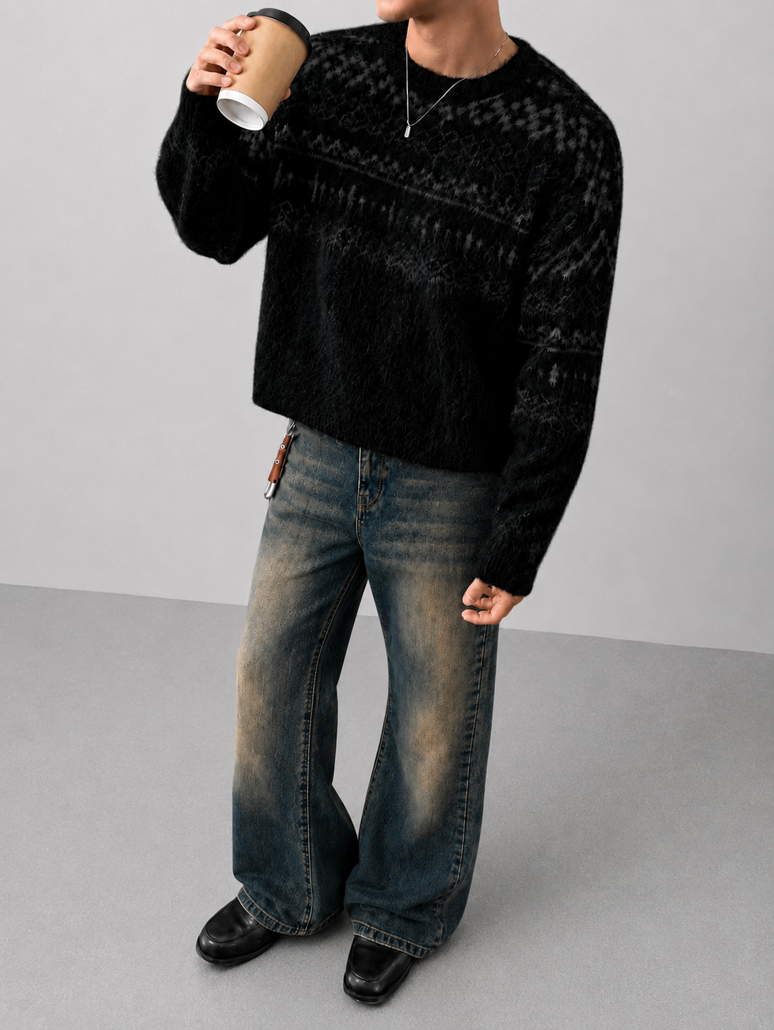 Blue Washed Burn Bootcut Jeans