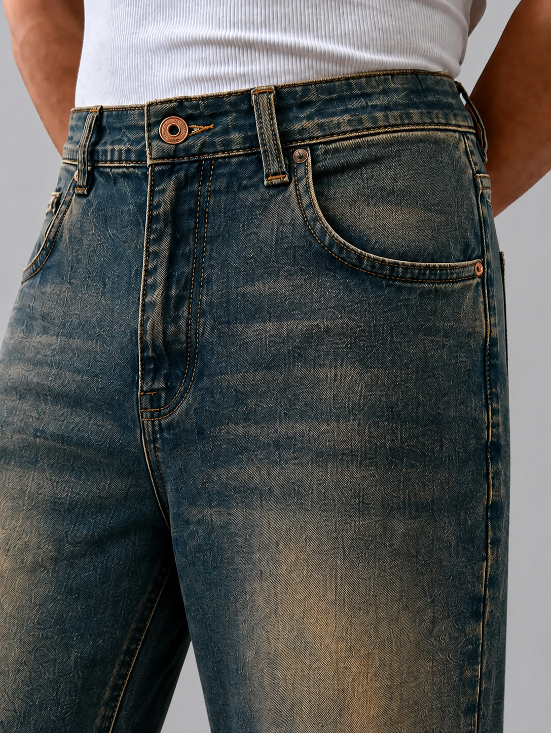 Blue Washed Burn Bootcut Jeans
