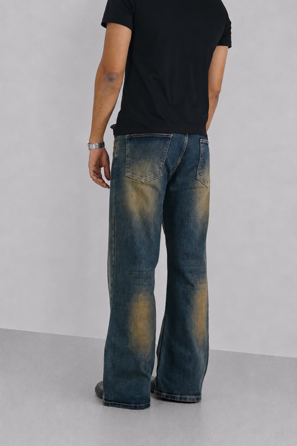 Blue Deep Heat Fade Flare Bootcut Jeans
