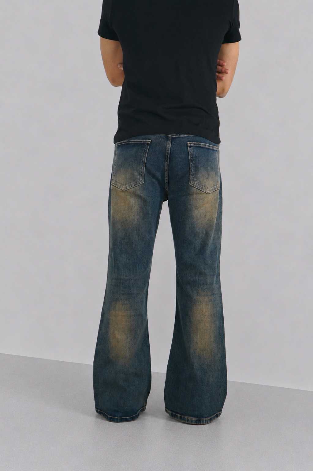 Blue Deep Heat Fade Flare Bootcut Jeans