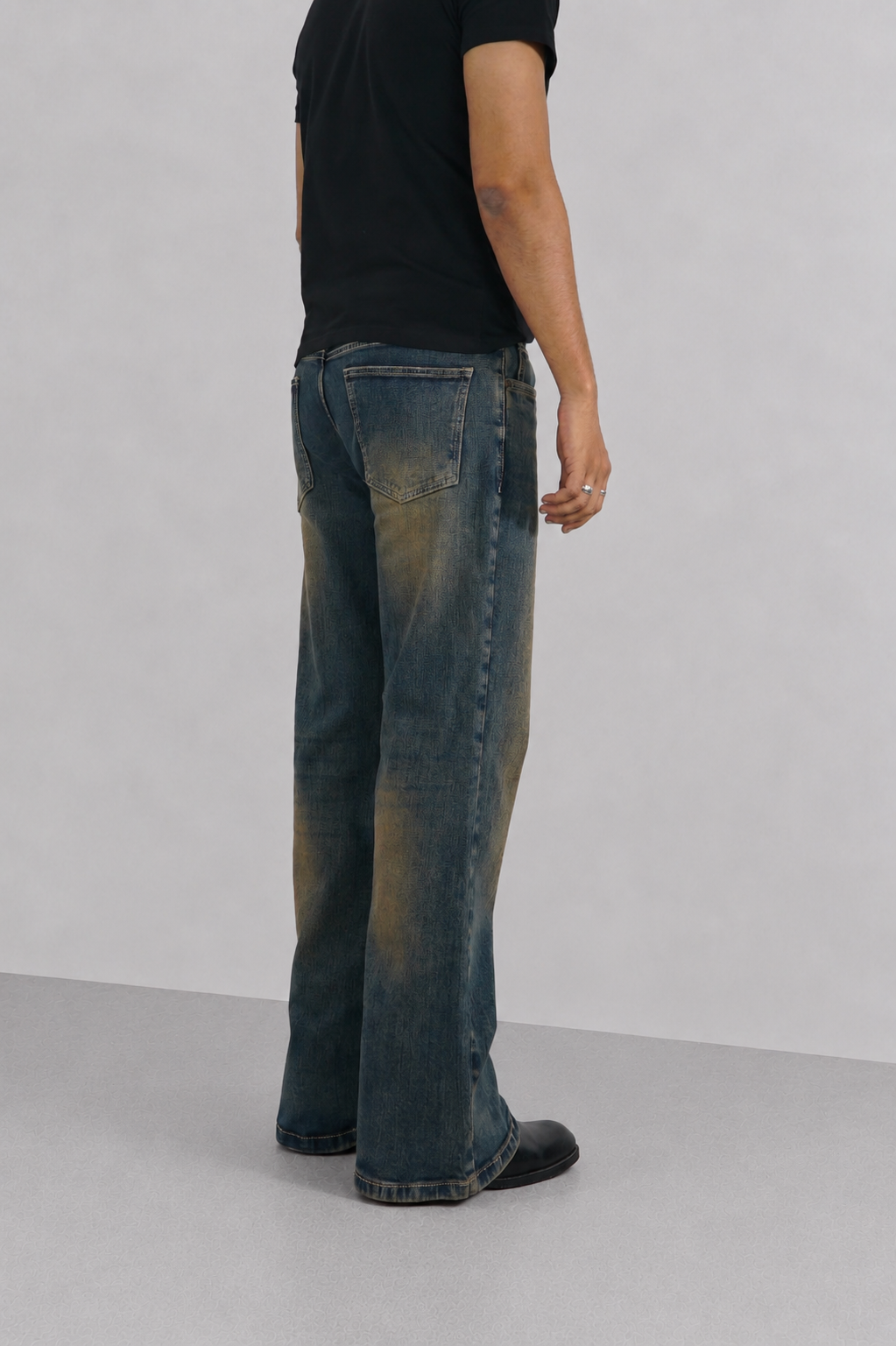 Blue Deep Heat Fade Flare Bootcut Jeans