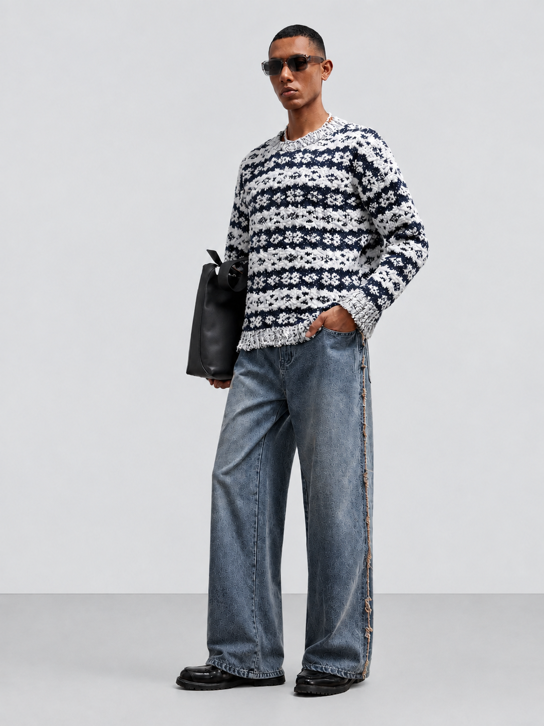 Unfinished Blue Wash Straight Fit Jeans