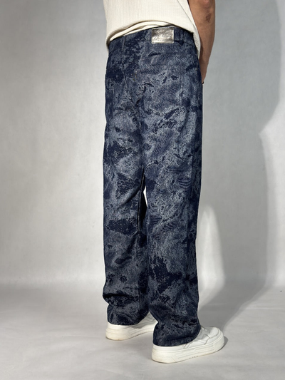 Indigo Mirage Jacquard Baggy Jeans
