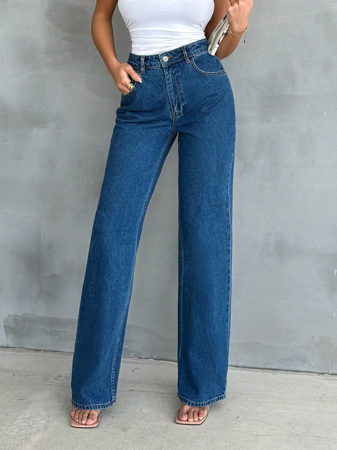 Wide Leg High Rise Jeans