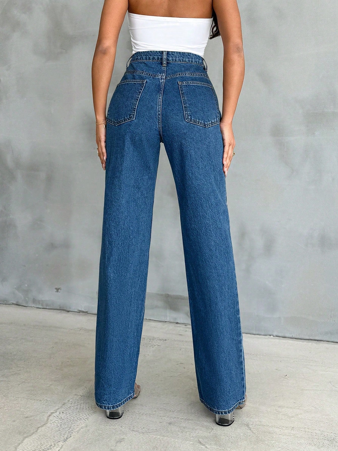 True Blue Wide Leg High Rise jeans